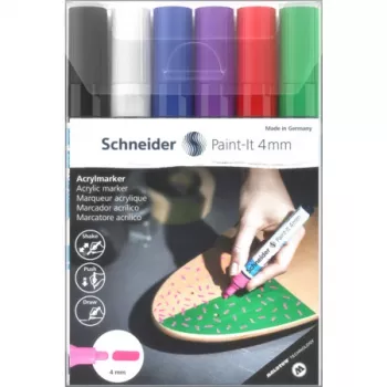 Schneider Paint-It 320 V1 sada akrylových fixiek, 6 rôznych farieb, 4,0 mm guľatý hrot 120295