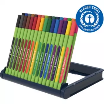 Schneider Edding Line-Up sada finelinerov, 32 rôznych farieb, 0,3 mm kovom obalený hrot, atrament na vodnej báze, ergonomické trojhranné telo 191091