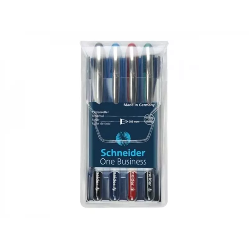 Schneider Edding One Business Stick guľôčkové pero, čierne/modré/zelené/červené, balenie 4 ks 183094