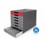 DURABLE IDEALBOX PLUS zásuvková jednotka DIN A4 so 7 zásuvkami, sivá/červená 776303