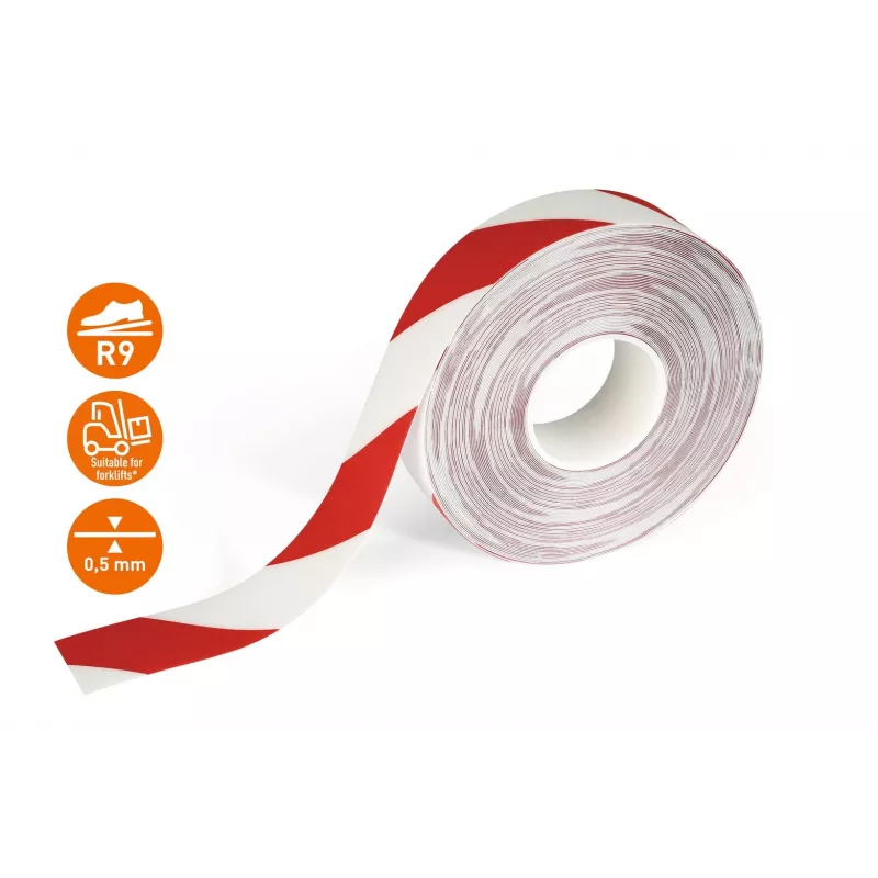 DURABLE DURALINE 50/05 samolepiaca podlahová označovacia páska, červeno-biela, 50 mm x 5 m 1021132