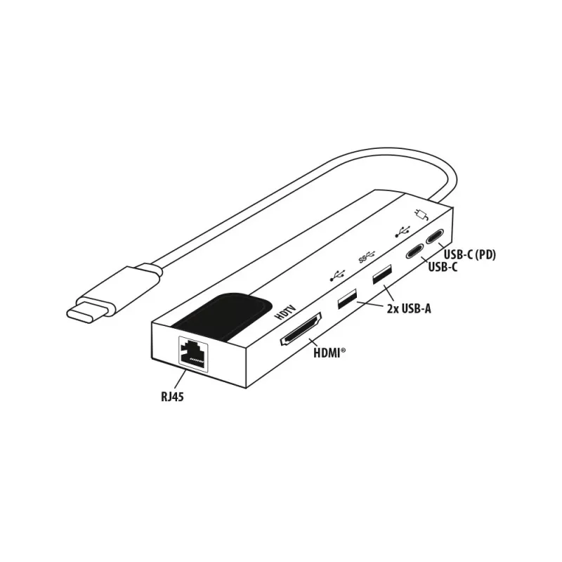 E+P USB-C multiport adaptér 6-in-1 MPA6 čierny/strieborný