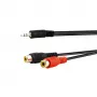 E+P 3,5mm jack na 2 RCA konektor samica audio adaptér kábel 0,2m čierny 463450
