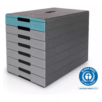 DURABLE IDEALBOX PLUS zásuvková krabica, 7 zásuviek, DIN A4, sivá/modrá, polystyrén 776306