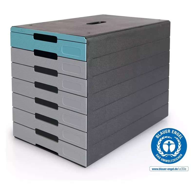 DURABLE IDEALBOX PLUS zásuvková krabica, 7 zásuviek, DIN A4, sivá/modrá, polystyrén 776306