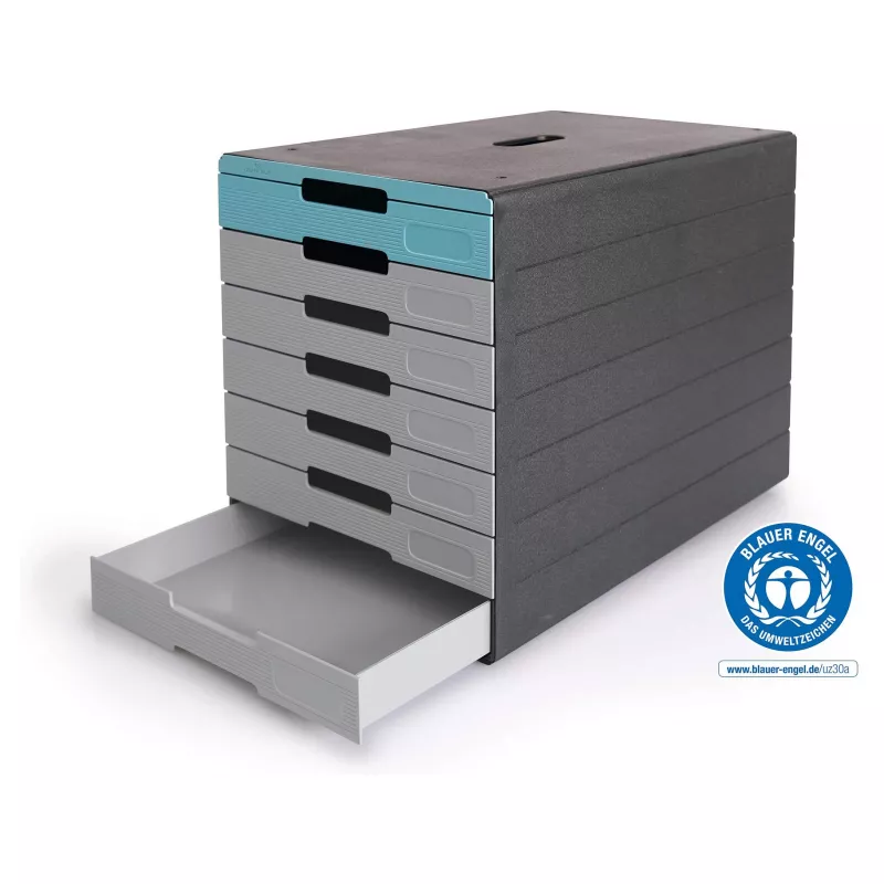 DURABLE IDEALBOX PLUS zásuvková krabica, 7 zásuviek, DIN A4, sivá/modrá, polystyrén 776306