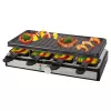 Clatronic RG 3757 Raclette gril, obdĺžnikový, rebrovaná grilovacia doska 42x21 cm, 8 Raclette panvičiek, 1400 W, nehrdzavejúca oceľ/plast 263946