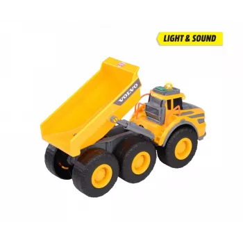Dickie Toys Volvo A60H kĺbový dumper 1:24 mierka stavebné vozidlo so svetlom a zvukom 203723007