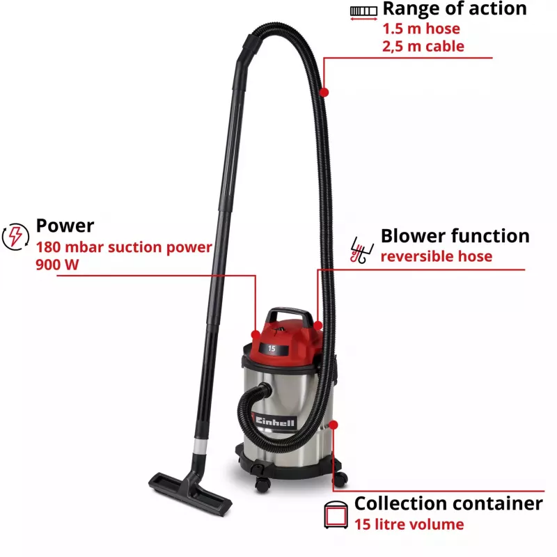 Einhell TC-VC 1540 S mokro-suchý vysávač 15 l 1500 W 2347405