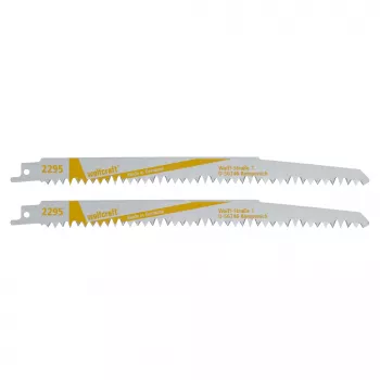 Wolfcraft 2295000 Listy pre šabľovú pílu 230 mm, balenie 2 ks, HCS, 6 TPI, na drevo a plast
