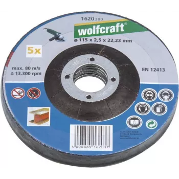 Wolfcraft 1622300 rezací kotúč so zníženým stredom 125 mm x 22,23 mm x 1,0 mm, balenie 5 ks