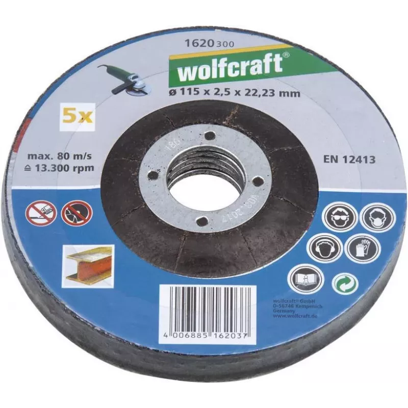 Wolfcraft 1622300 rezací kotúč so zníženým stredom 125 mm x 22,23 mm x 1,0 mm, balenie 5 ks