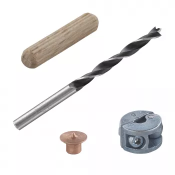 Wolfcraft 2916000 sada bukových kolíkov 6 mm, 50 drážkovaných kolíkov + 4 oceľové značkovače kolíkov