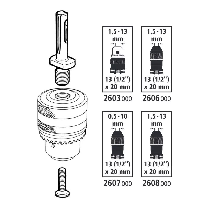 wolfcraft 2640000 adaptér skľučovadla SDS-plus 1/2