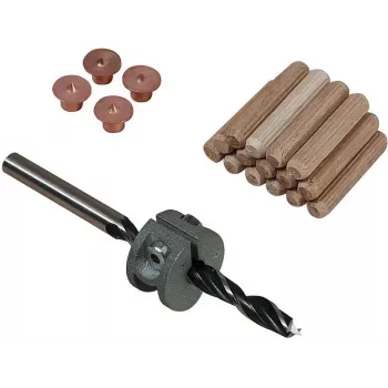 Wolfcraft sada bukových kolíkov 8 mm s vrtákom, hĺbkovým dorazom a značkovačmi (50 kolíkov, 56 dielov) 2917000