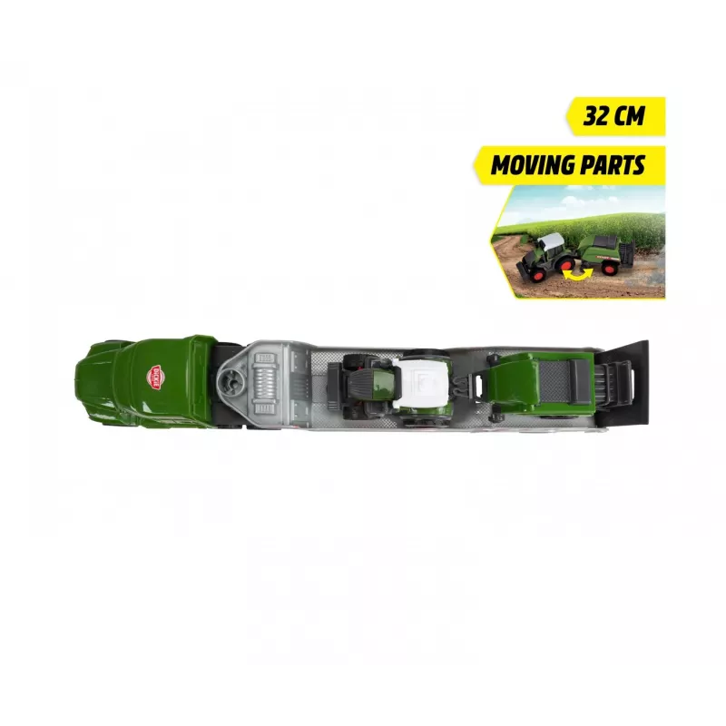 Dickie Toys Fendt Micro Farm Truck mierka 1:64 model s prívesom - zelený 203735006