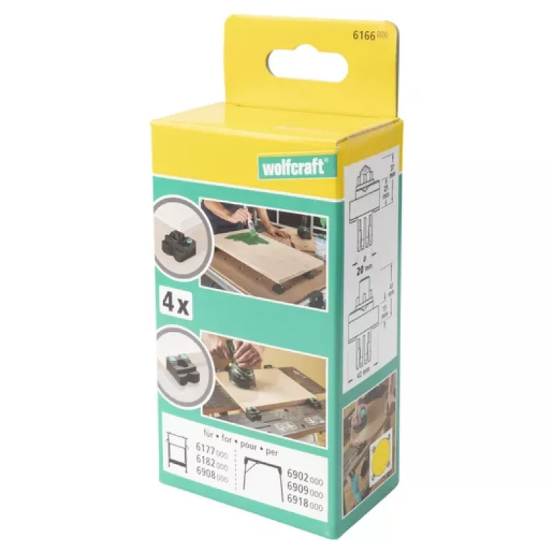 wolfcraft 6166000 upínacie čeľuste pre Master pracovné stoly, sada 2 ks, čierny plast