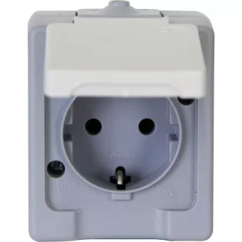 HEINRICH KOPP povrchová Schuko zásuvka 16A 250V IP44 sivá/biela 100648007