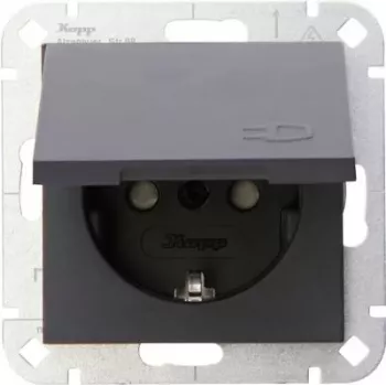 HEINRICH KOPP HK 07 Zásuvka s ochranným kontaktom do omietky so sklopným krytom, antracitová 940115001
