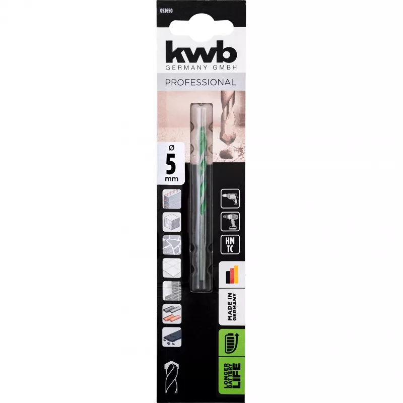 kwb 052650 Vrták do žuly s karbidovým hrotom 5 mm x 85 mm valcová stopka
