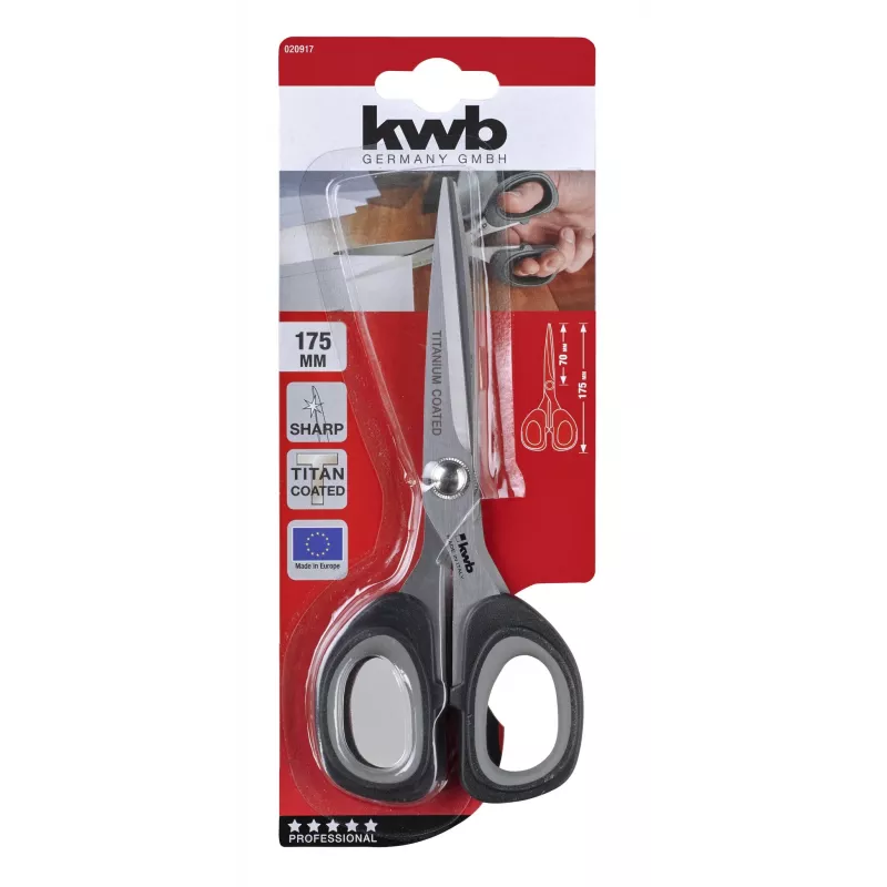 KWB 020917 univerzálne nožnice 200 mm nerez soft grip čierna/červená