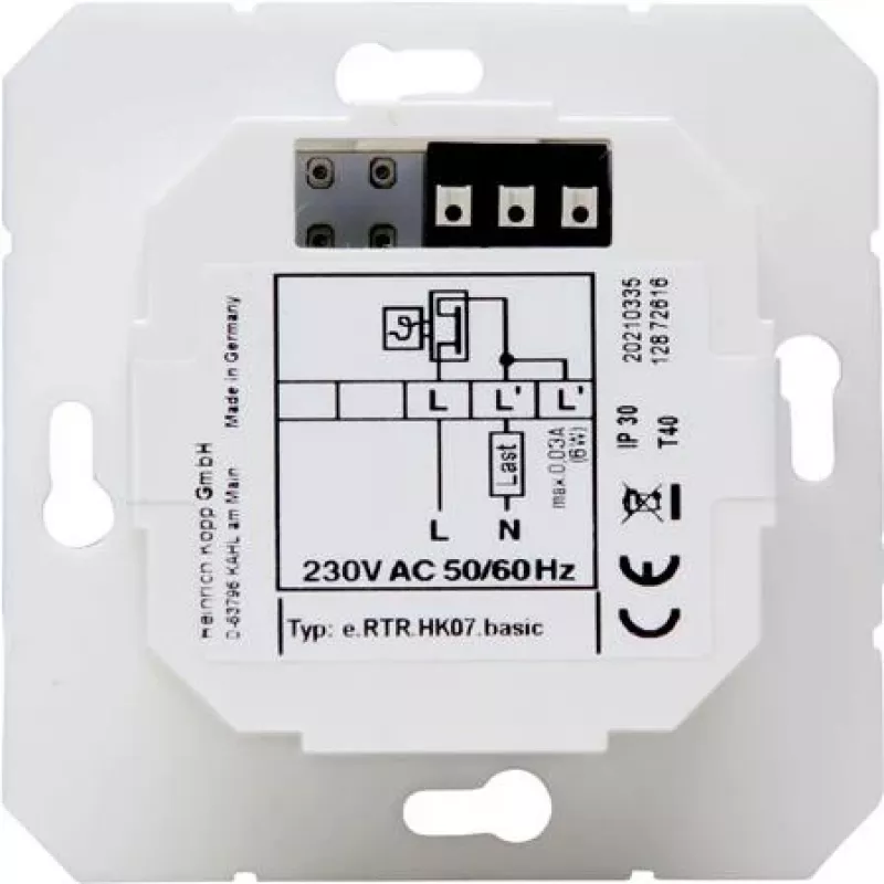 HEINRICH KOPP HK07 Basic elektronický priestorový termostat, 230V, 50Hz, 0°C až 40°C, IP20, čistobiela 296529003