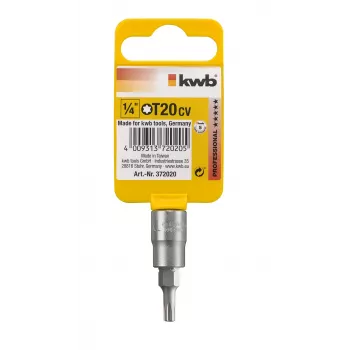 kwb 372020 Torx T20 1/4 palca šesťhranný skrutkovací bit, 25 mm, S2 oceľ