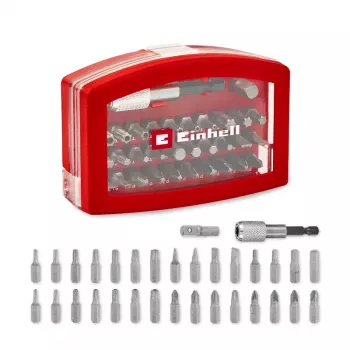 Einhell BELT CLIP 118495 32-dielna sada skrutkovacích bitov s Phillips, PoziDriv, drážkovými, Torx a bezpečnostnými Torx bitmi v puzdre na ukladanie s klipom na opasok