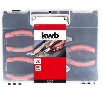 kwb 381090 Sada klieští 3-dielna (kombinované kliešte, bočné štípačky, špicaté kliešte)