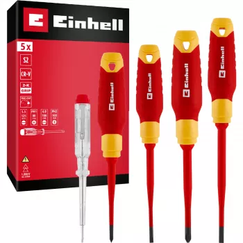 Einhell VDE sada skrutkovačov pre elektrikárov, 5-dielna, SL 4,0/5,5, PH 1/2, skúšačka napätia, 370541