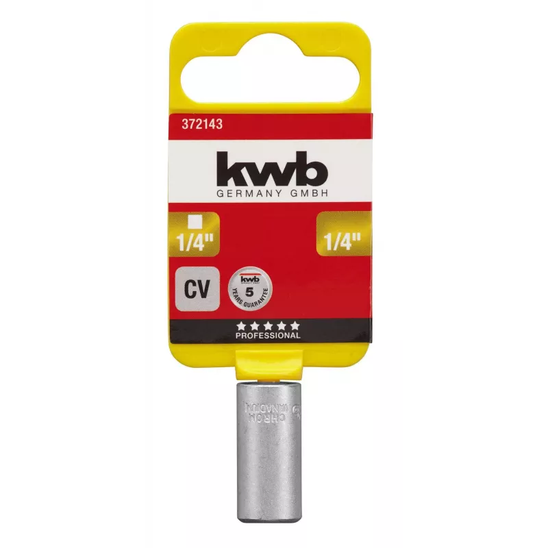 kwb 372143 Adaptér nástrčného kľúča 1/2 palca na 3/8 palca chróm-vanádiová oceľ