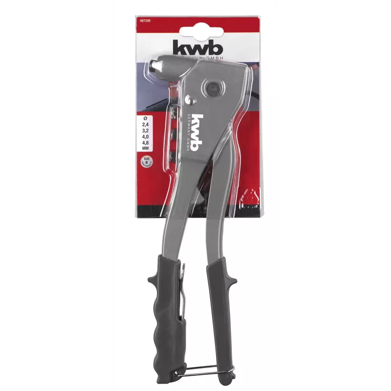 kwb 407200 Nitovacie kliešte so 4 hrotmi (2,4-4,8 mm), ručné nitovacie kliešte na hliníkové a oceľové nity