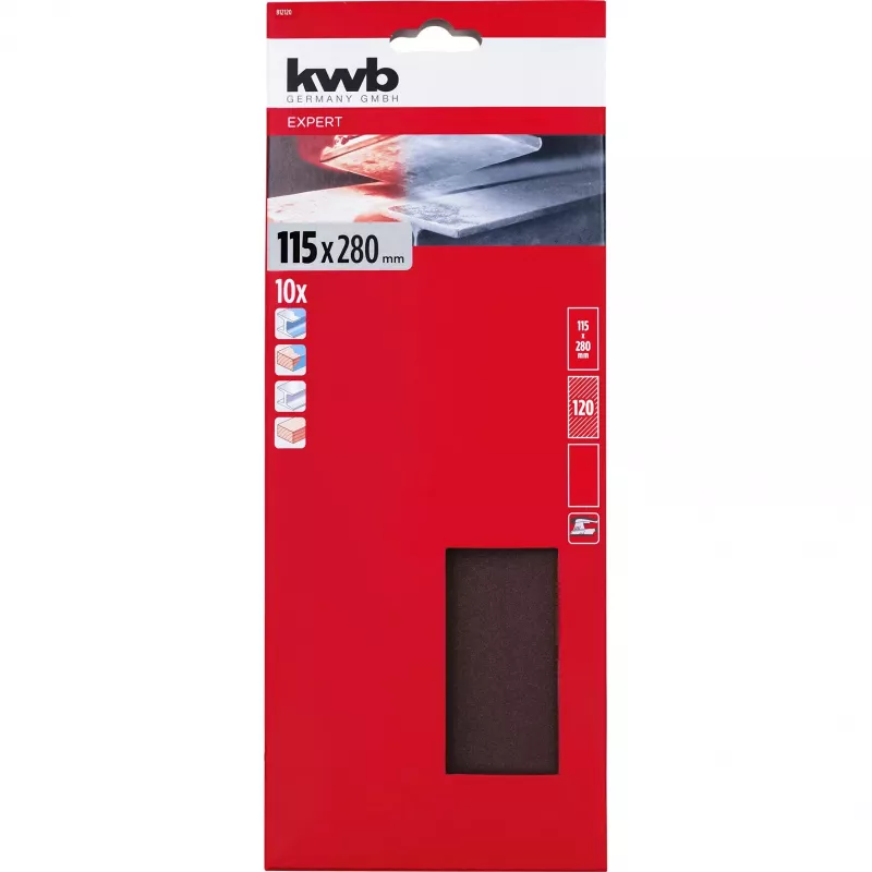 KWB 812120 Brúsne listy z oxidu hlinitého P120, 280 x 115 mm, 10 kusov
