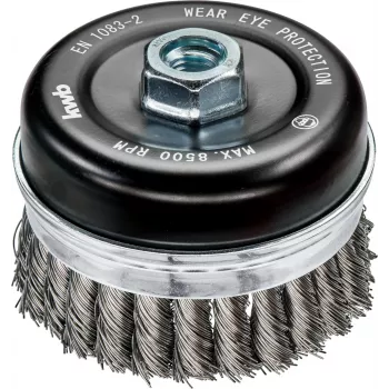 KWB AGGRESSO-FLEX® miskovitá kefa, pletená, vlnitý HSS oceľový drôt, 75 mm, závit M14, pre uhlovú brúsku, 1 ks (719226)