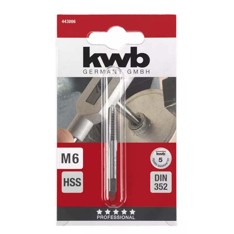 kwb 443006 HSS ručný závitník M6 x 1,0 DIN 352, 1 ks