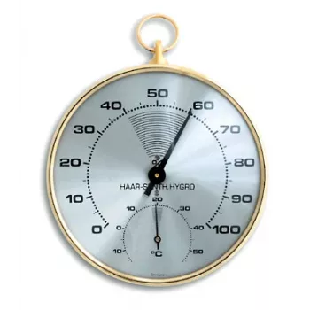 TFA Dostmann 45.2007 analógový okrúhly teplomer hygrometer, biely/strieborný, priemer 10 cm