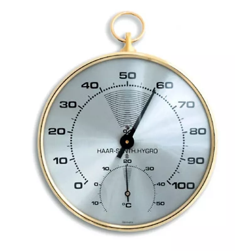 TFA Dostmann 45.2007 analógový okrúhly teplomer hygrometer, biely/strieborný, priemer 10 cm
