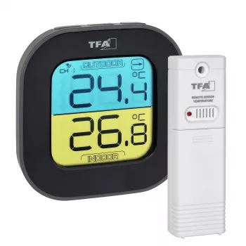 TFA Dostmann digitálny termo-hygrometer štvorcový 1,5V 61x24x61mm čierny 30.3068.01