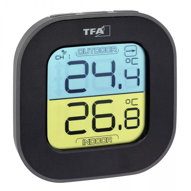 TFA Dostmann digitálny termo-hygrometer štvorcový 1,5V 61x24x61mm čierny 30.3068.01