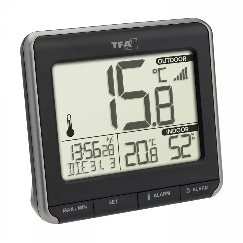 TFA Dostmann PRIO bezdrôtový digitálny teplomer, čierna/biela 30.3069.01