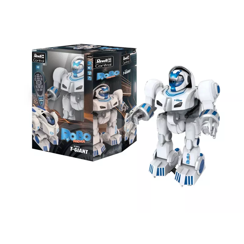 Revell Control T-Giant RC robot - 2,4 GHz, strelec penových diskov, LED efekty, biela/sivá/oranžová 24700