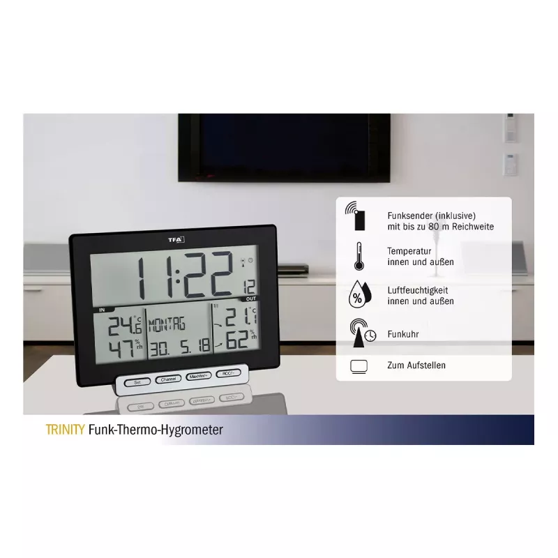 TFA Dostmann 30.3058.01 Trinity rádiový termo-hygrometer