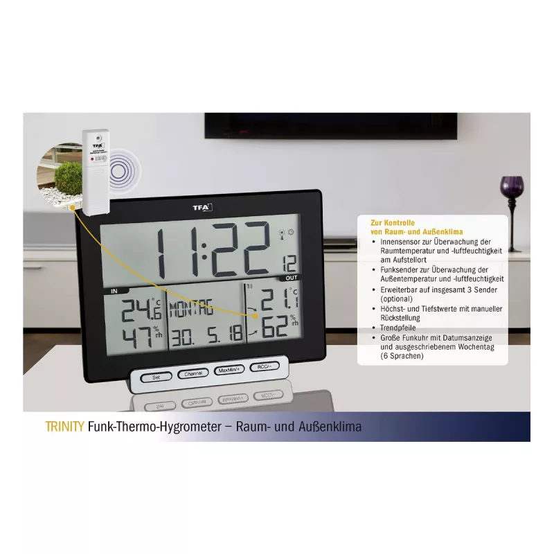 TFA Dostmann 30.3058.01 Trinity rádiový termo-hygrometer
