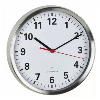 TFA Dostmann 60.3529.02 Rádiové nástenné hodiny 220 mm hliníkové, plynulý sekundový ručička