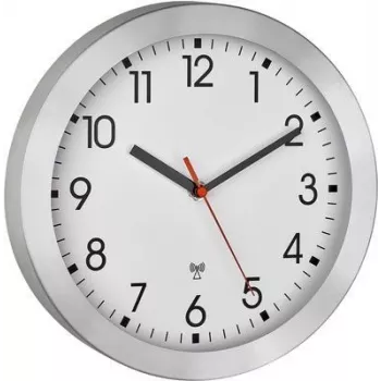 TFA Dostmann 60.3546.02 Rádiové nástenné hodiny 25 cm brúsený hliník