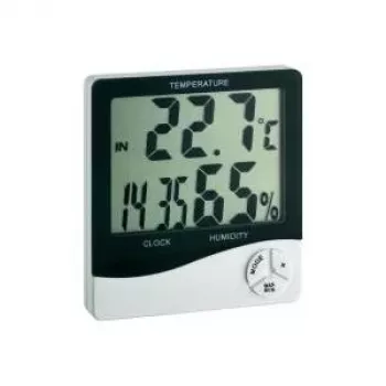 TFA Dostmann WS 5031 Termo-hygrometer s hodinami, čierny/biely 30-5031