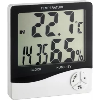 TFA Dostmann WS 5031 Termo-hygrometer s hodinami, čierny/biely 30-5031