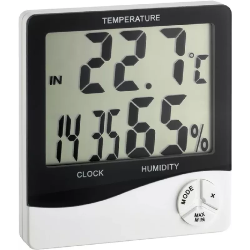 TFA Dostmann WS 5031 Termo-hygrometer s hodinami, čierny/biely 30-5031