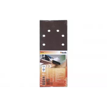 KWB 818788 Brúsne papiere zmiešané zrnitosti P60 P80 P120 P180 280x115 mm balenie 30 ks