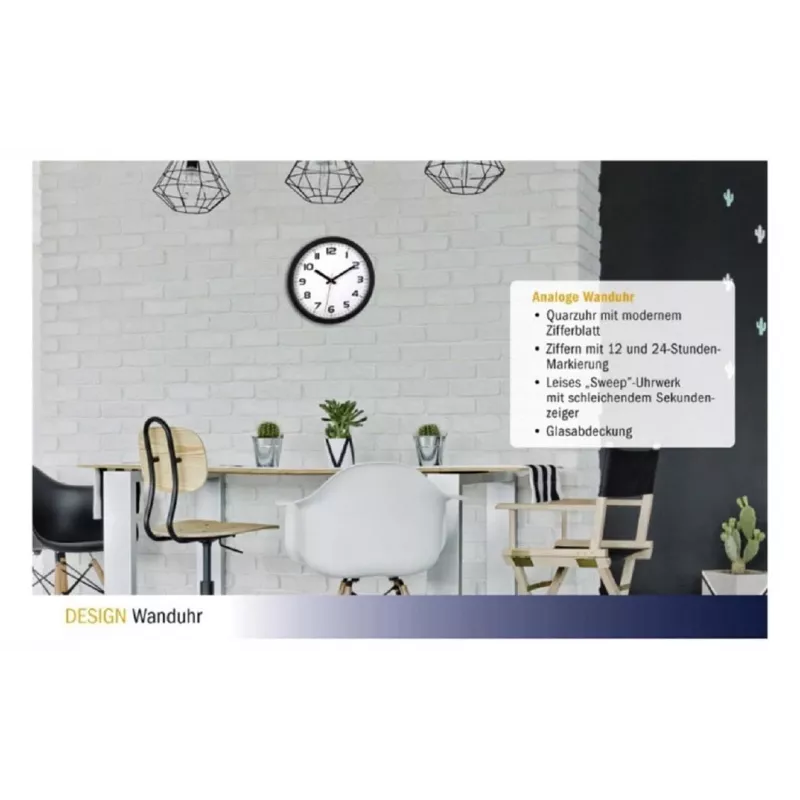 TFA Dostmann 60.3050.01 Kvarzové nástenné hodiny 305 mm čierne